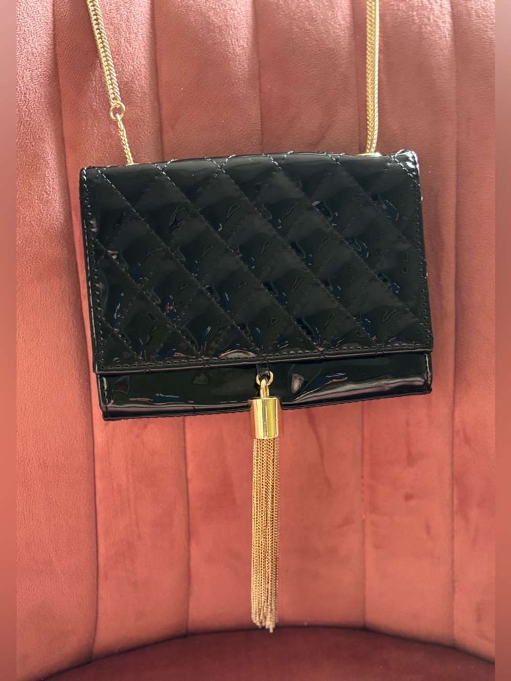 Big Buddha Black Quilted Tassel Crossbody